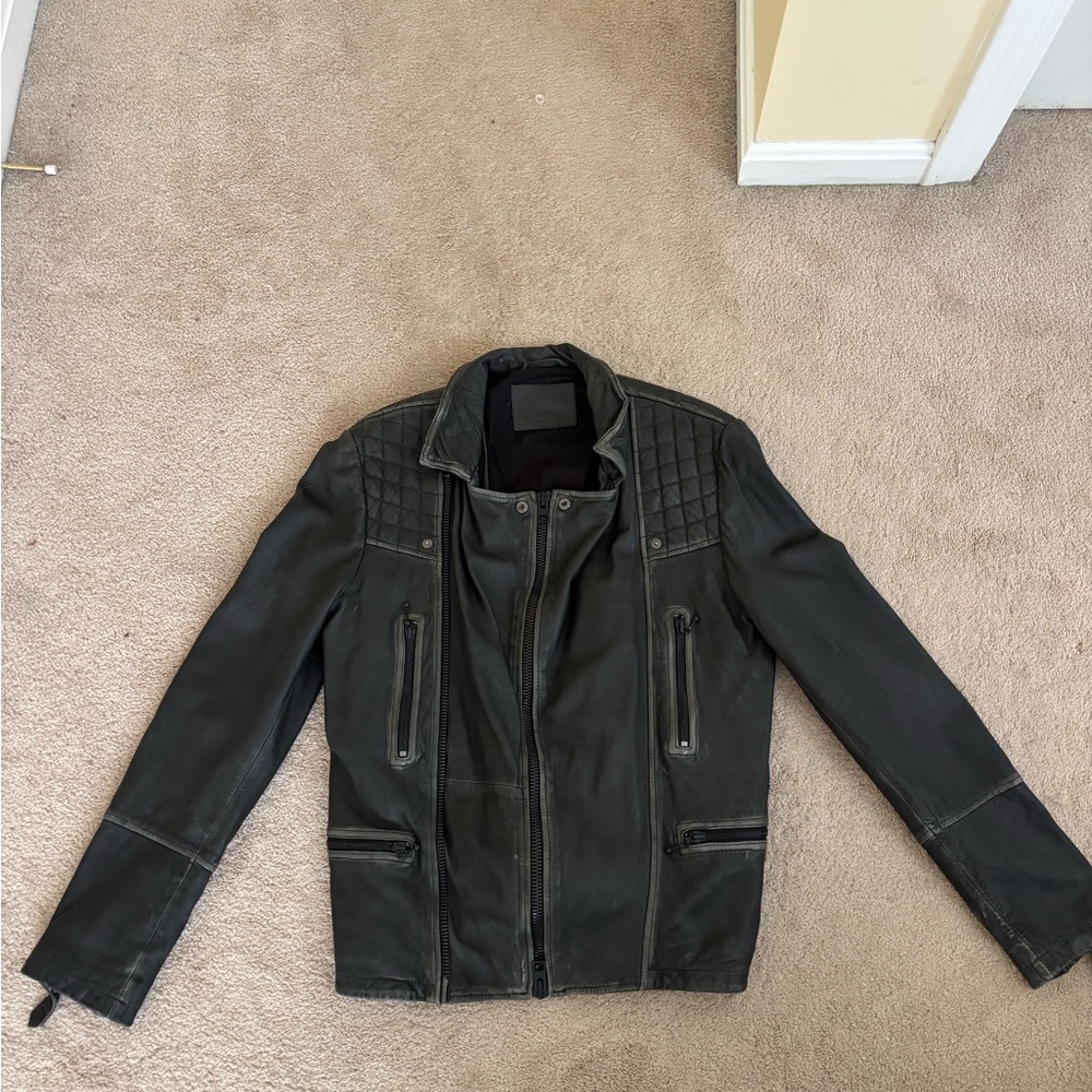 All Saints Dark Leather Jacket